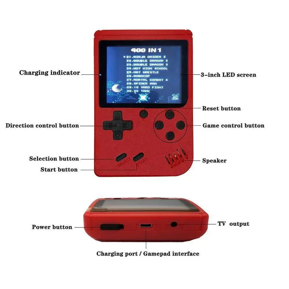 400 in 1 Handheld Game Console 2.4'' Screen Mini Portable Gaming Device ...