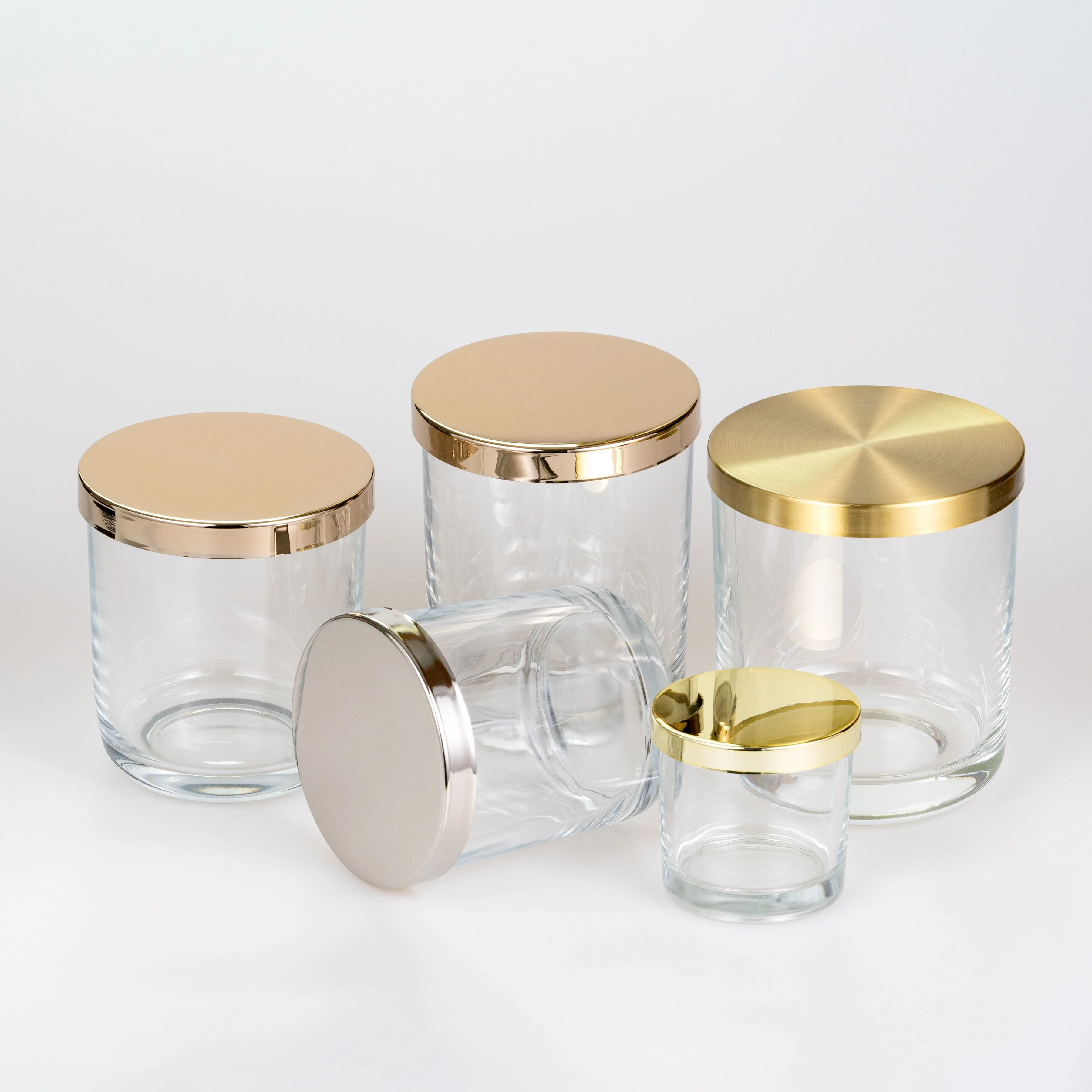 7oz Clear Cylinder Glass Candle Jar Vessel Holder With Metal Lid Iron