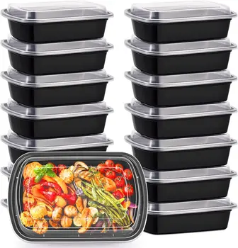 Factory Supplier Disposable 34oz Plastic Lunch Boxes 150 Packed Heatable Take Food Packaging Containers for Prepared Food