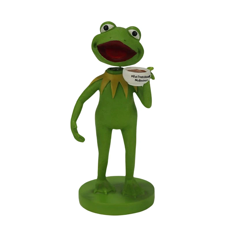 Акционе фигуре од смоле, играчка пиећи кафу жаба бобл хед, играчка за децу, цртани филм, ТВ сувенир, периферни производи