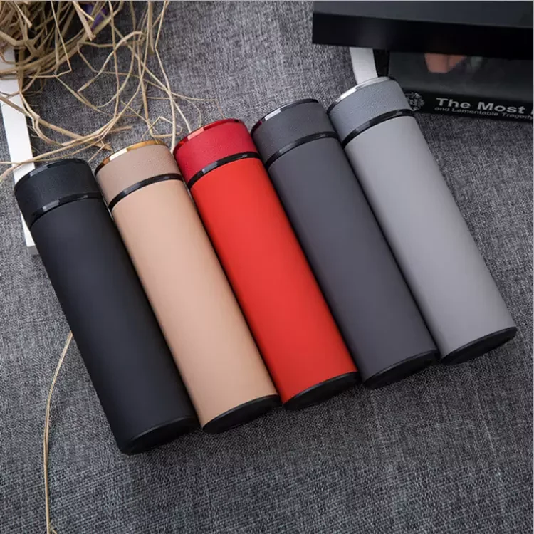 Double Wall Business Matte Black Flask Thermos Leather Insulated