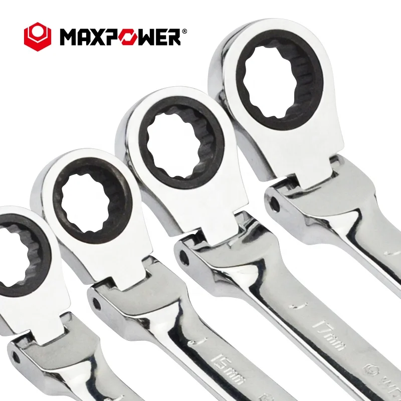MAXPOWER Auto Repair Combination Open End Spanner Flexible Head Ratchet Wrench