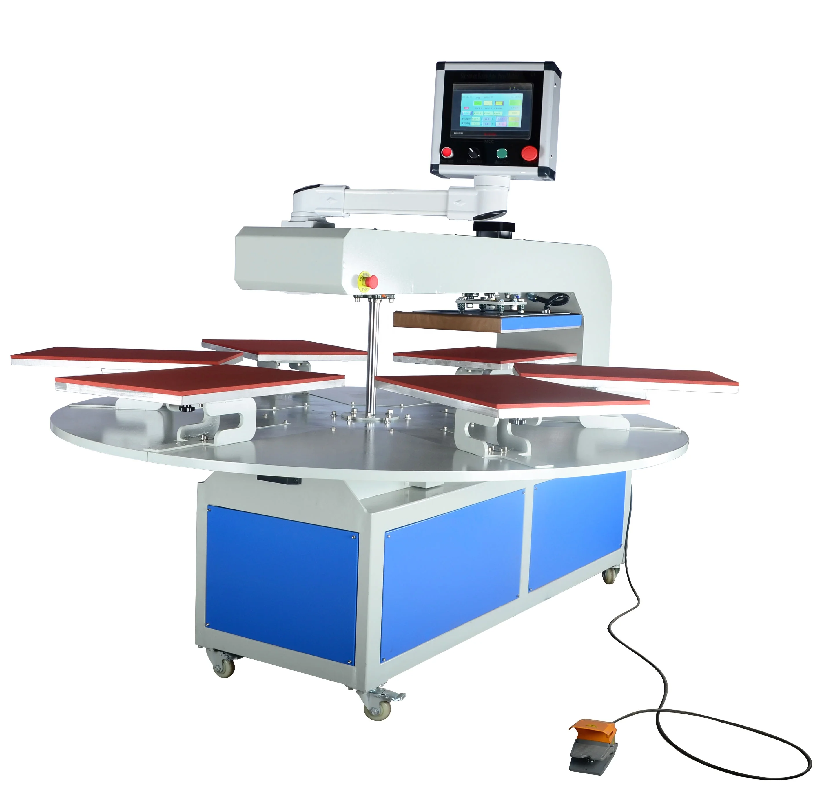Gaoshang Pneumatic Rotary Heat Press Machine 6 Pallets 16 X 24in Single Double/Multy Press Station for Garment Design Hot