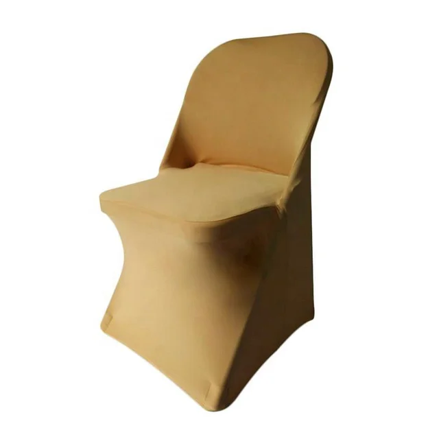Stretch Spandex Gold Folding Chair Cover for Wedding Party Dining Banquet Events Hotel Restaurant