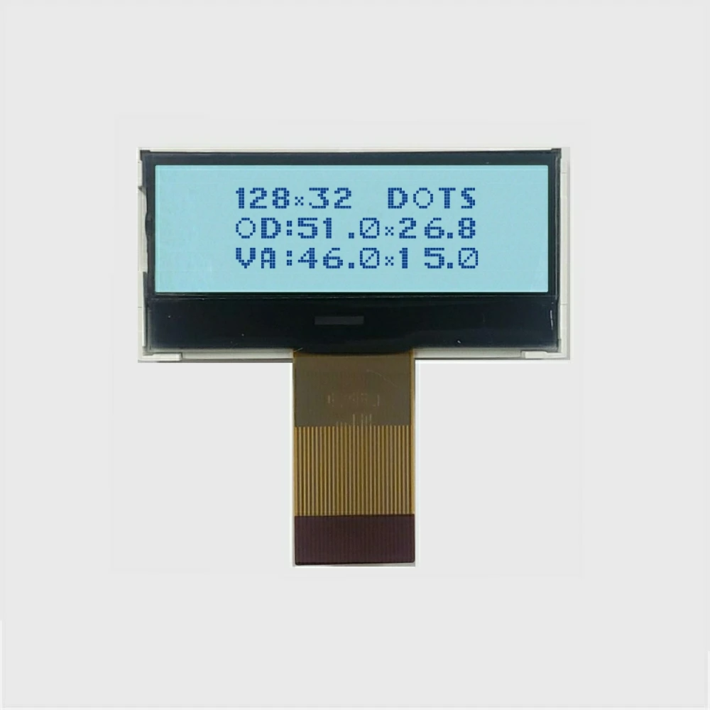 モノクロ12832ドットマトリックスLCDモジュールFSTN 28ピン 51x26mm