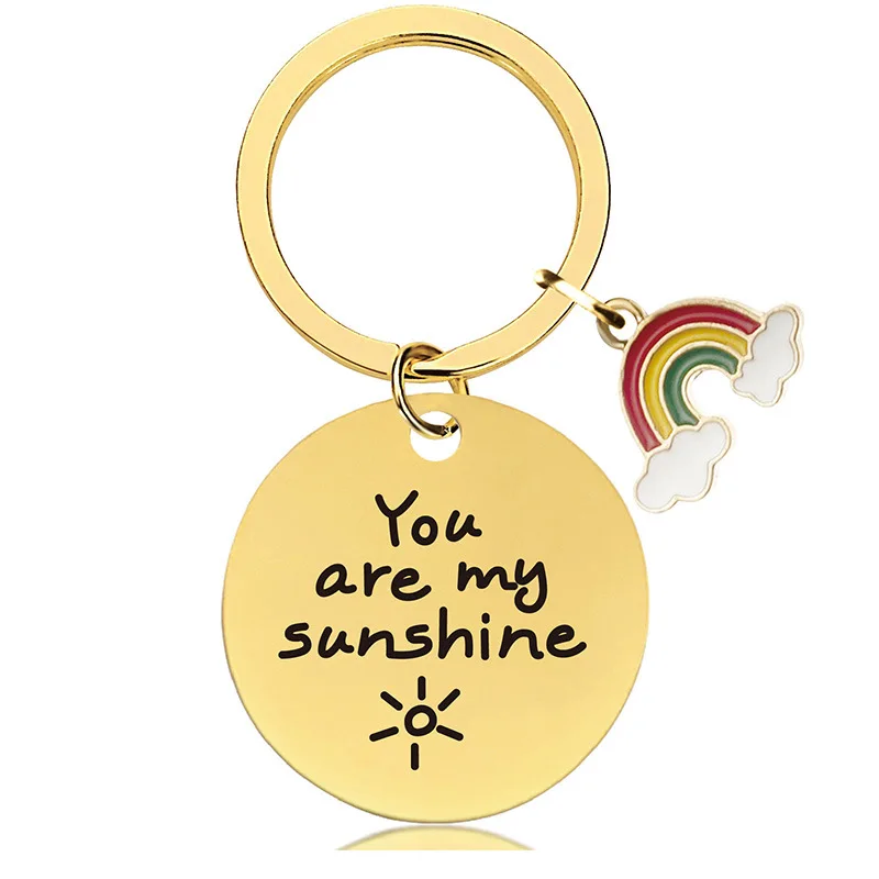 Stainless Steel You Are My Sunshine Love You to the Moon and Back Key Chain Mom Dad Mother Father Girlfriend Boyfriend Keychain