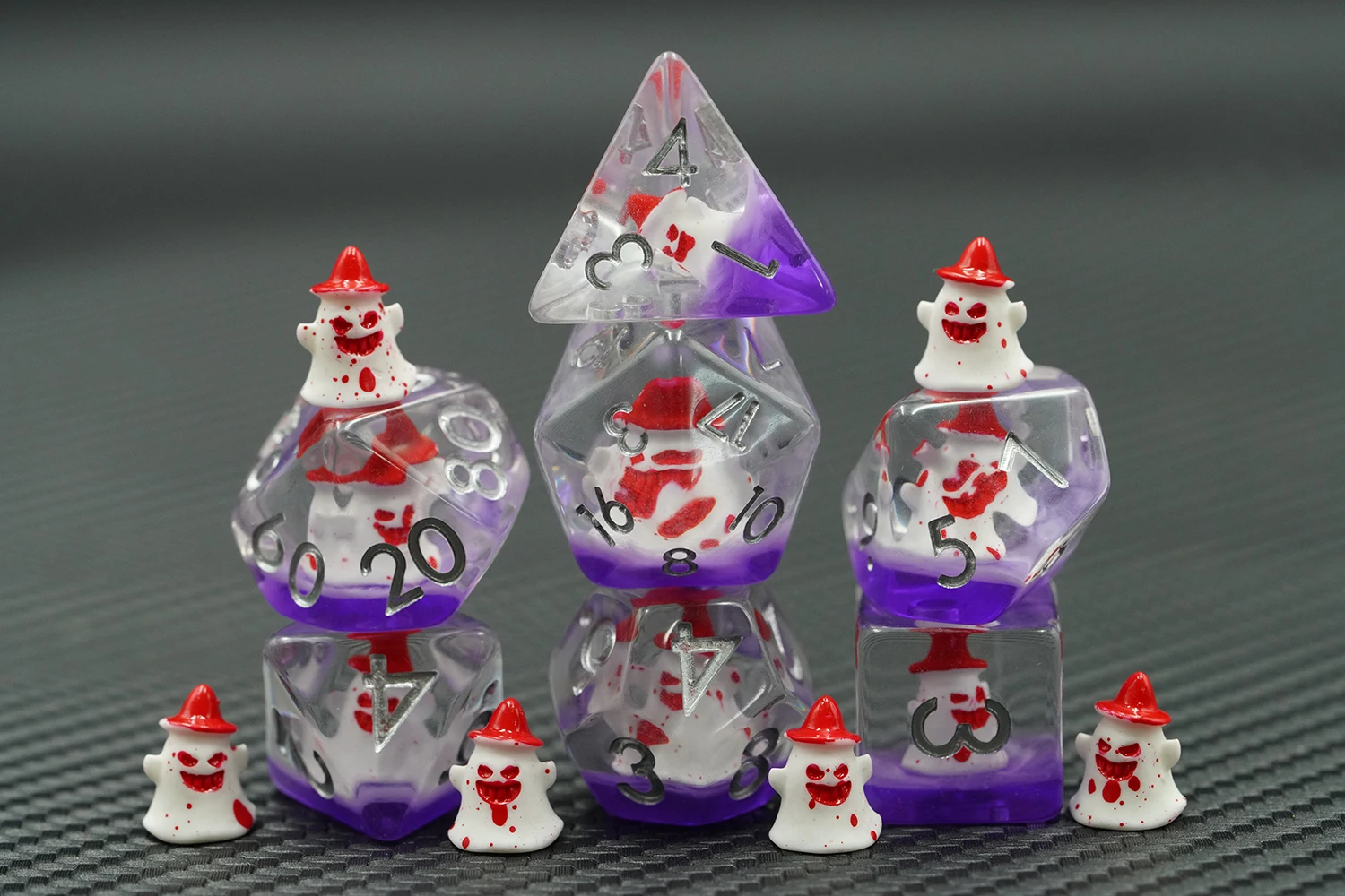 Handmade 7-Piece Resin Polyhedral Dice Set 16mm Round Edge Premium for Board Games details