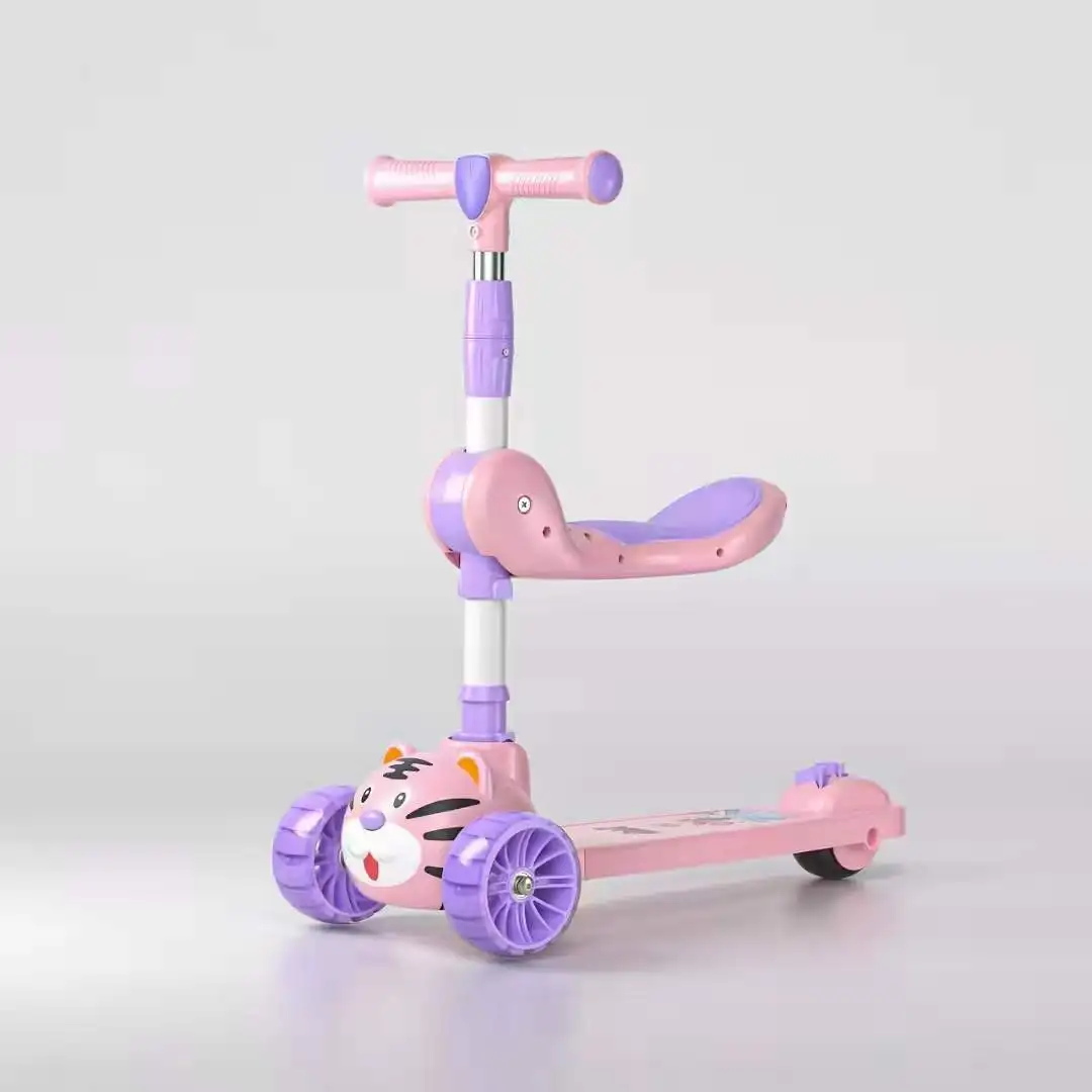 Multiple Colors Scooter Kids Luminous LED PU 3 Wheels Toddler Children's Kick Scooter for Girls and Boy