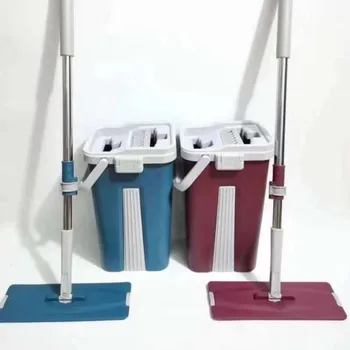 Hand-free household lazy mopping hand-free flat rotating mop dry and wet dual-use  clean mop bucket