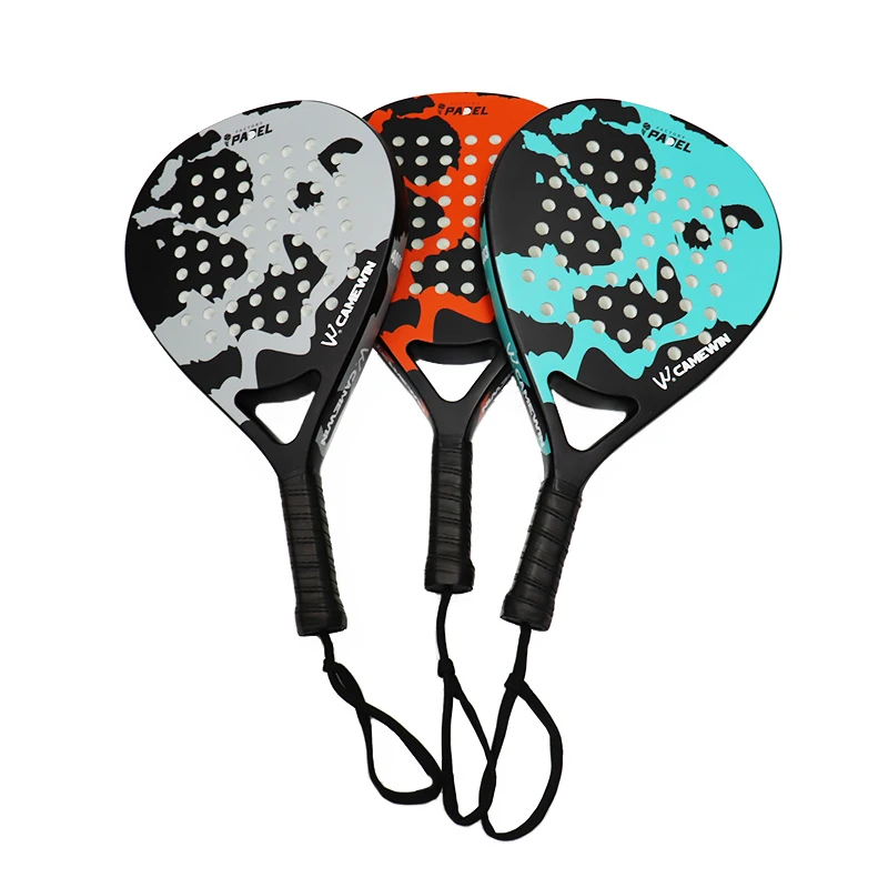 Teardrop Shape Custom logo Light Weight High Quality Pro Fiberglass Carbon 3k 12k 18k Padel Racket
