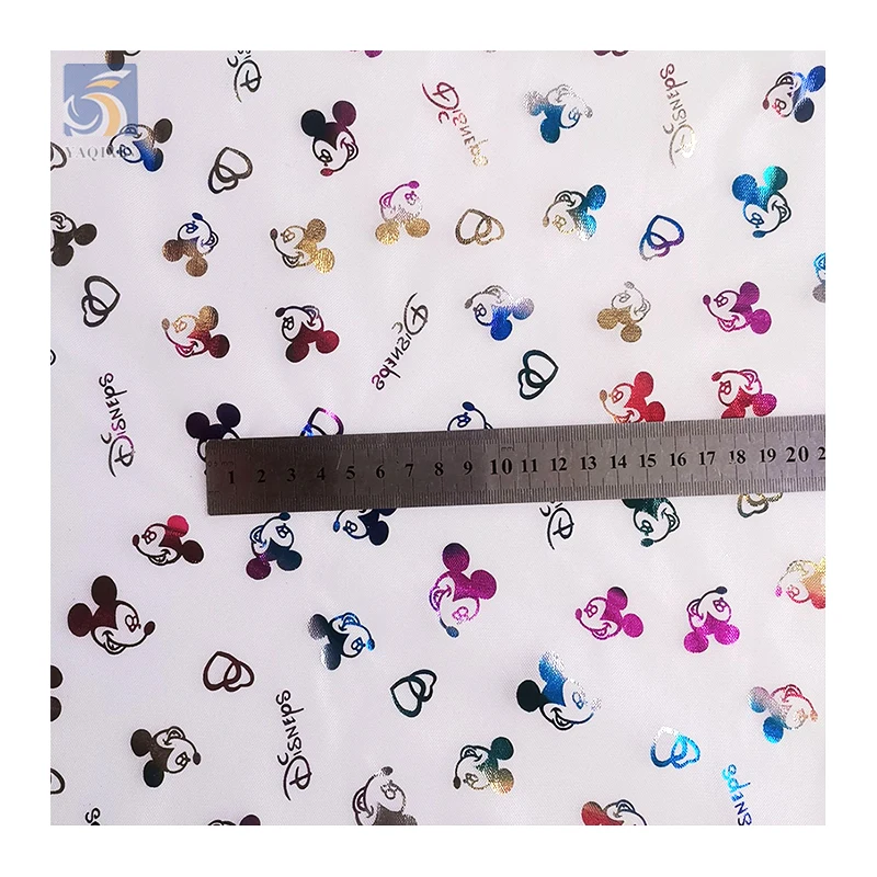 American Amusement Park Design Fabric Polyester Colorful Foil Printed Mickey Mouse Tulle Fabric for Girl Skirt