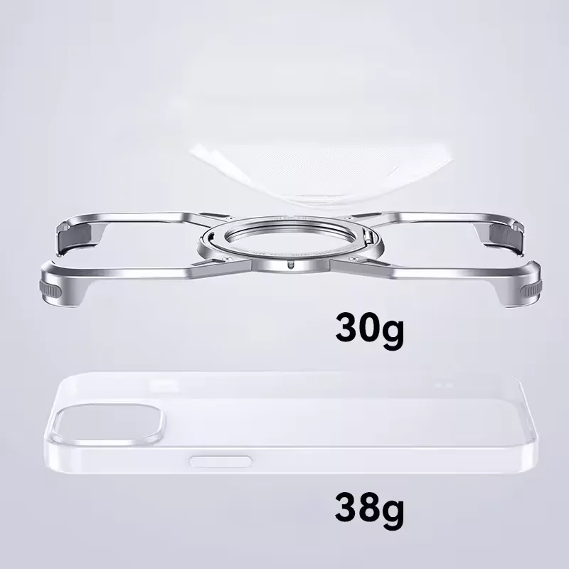 Aluminum Frameless Bumper Cases For Iphone 16 15 14 13 Plus Pro Max Luxury Design Anti-Scratch Magnetic Ring Holder Phone Case factory