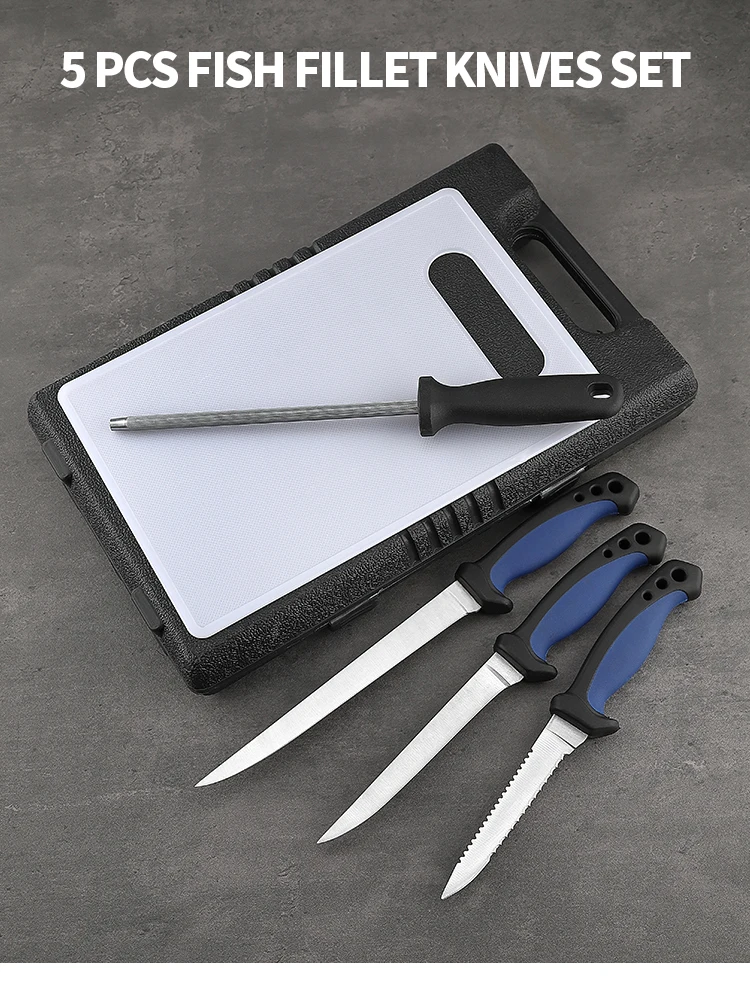 Fish Fillet Sets 5 Piece Fillet Knife Set with Case, Include 5
