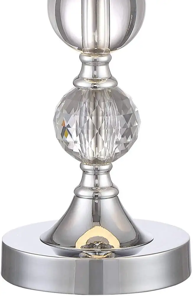 Modern Table Lamps Set of 2 Stacked Crystal Ball Silver White Drum Shade for Living Room Family Bedroom Bedside