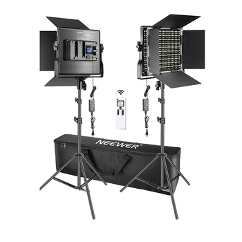 Neewer 2-Pack Advanced 660 LED Panel Video Light  Kit Photography Dimmable With 2.4G Wireless Remote for Studio Shooting