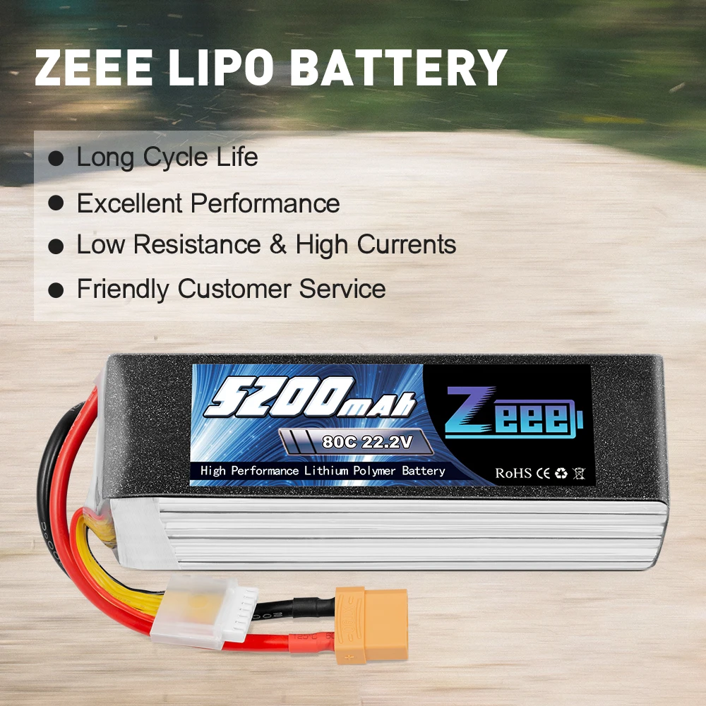 Zeee RC 6Sリポバッテリー22.2V80C 5200mAh、RCジャイアント飛行機
