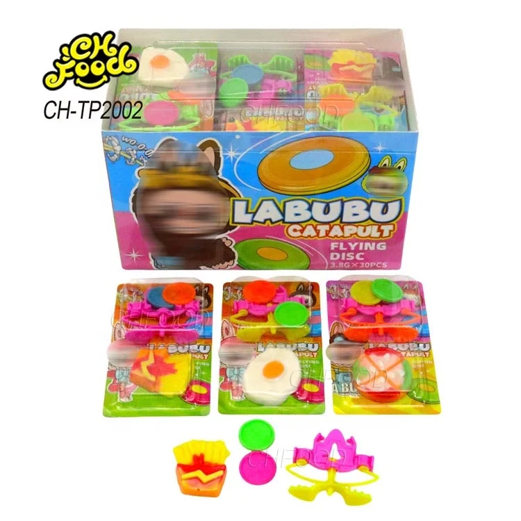Wholesale and OEM Flying Disc Toy with Fried Egg and Pizza Gummy Candy Sweets for Kids