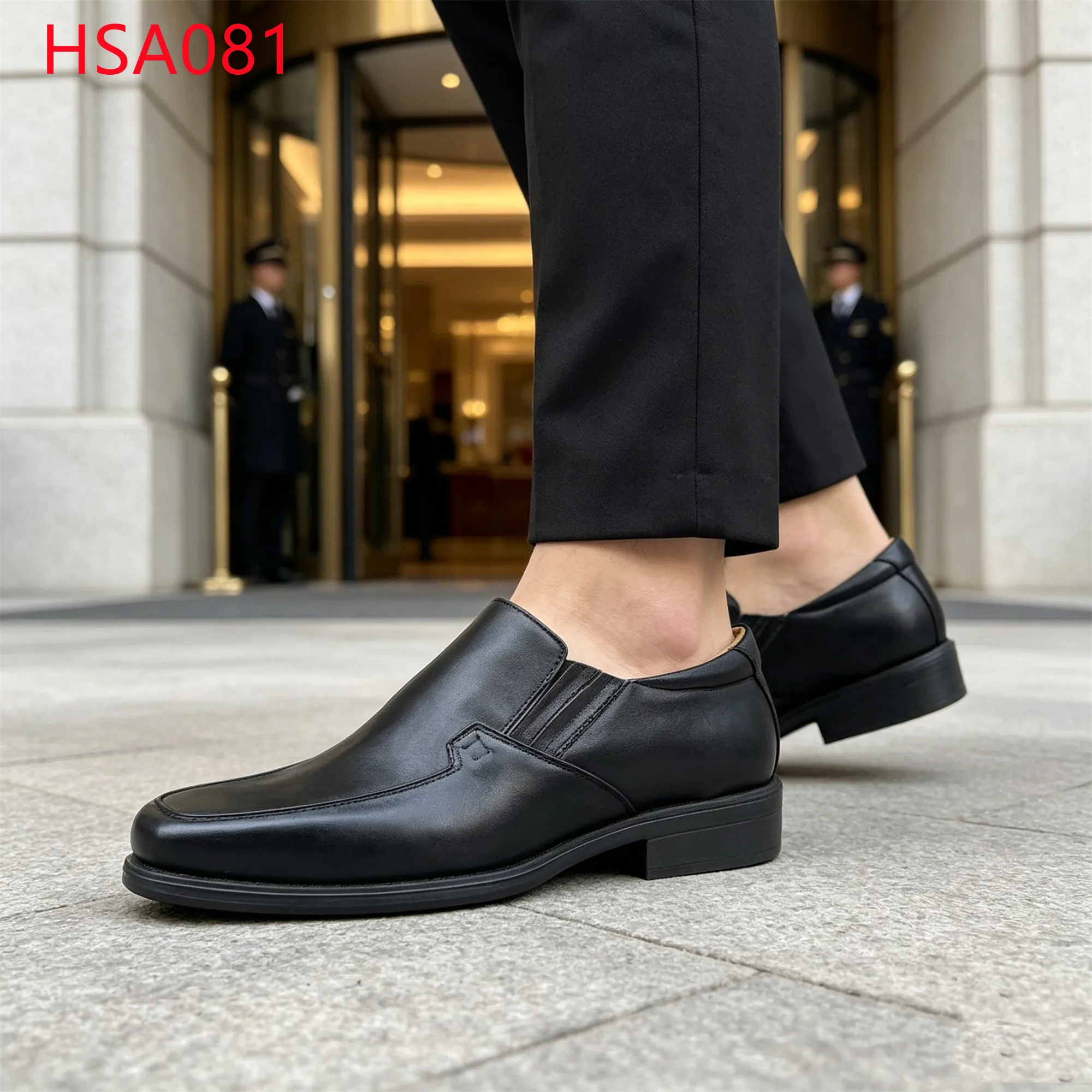 LXG,UAE Popular square Toe Design Hua Singh Men Leather Shoes Client Reception Pull-on Business Shoes with Soft Insole HSA081