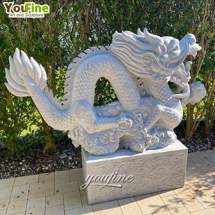 Life Size Garden Outdoor Hand Carved Natural Stone Marble Dragon Statue