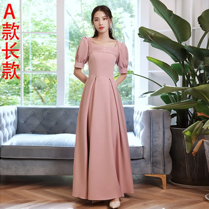 S153F 2025 New Autumn Sister Group Skirt Satin Can Wear Simple and Elegant Dresses Everyday for Maid of Honor