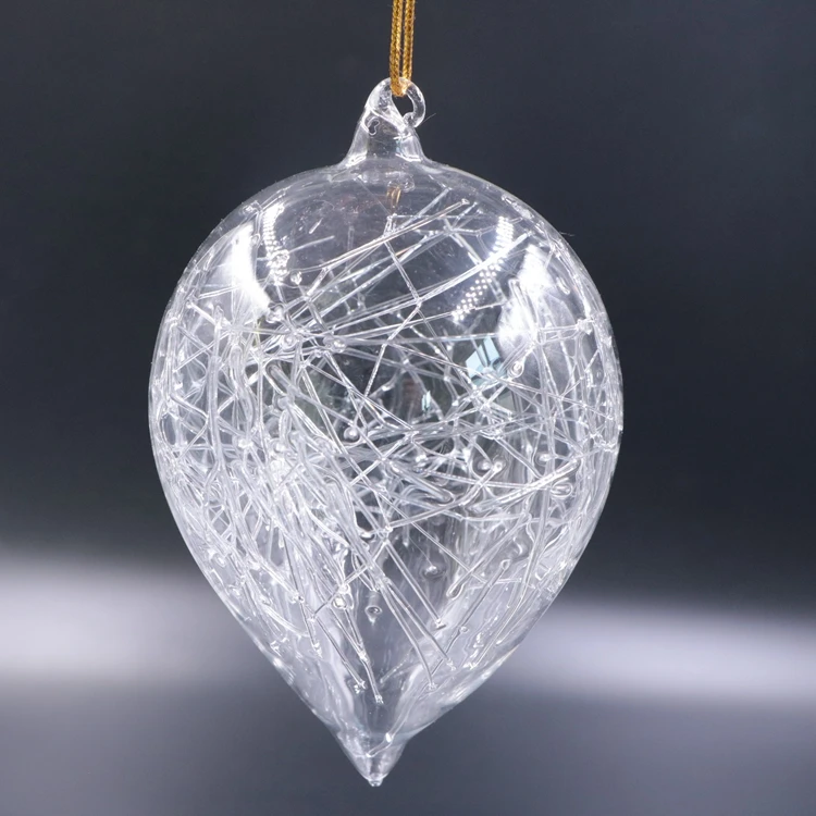 Handblown Lampwork Clear Glass Hollow Ball For Christmas Decoration