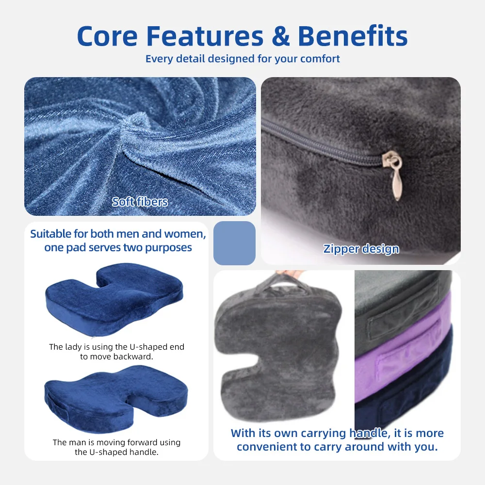 Wholesale Soft Wheelchair Office Memory Foam Seat Cushions Coccyx Orth - product detail 4