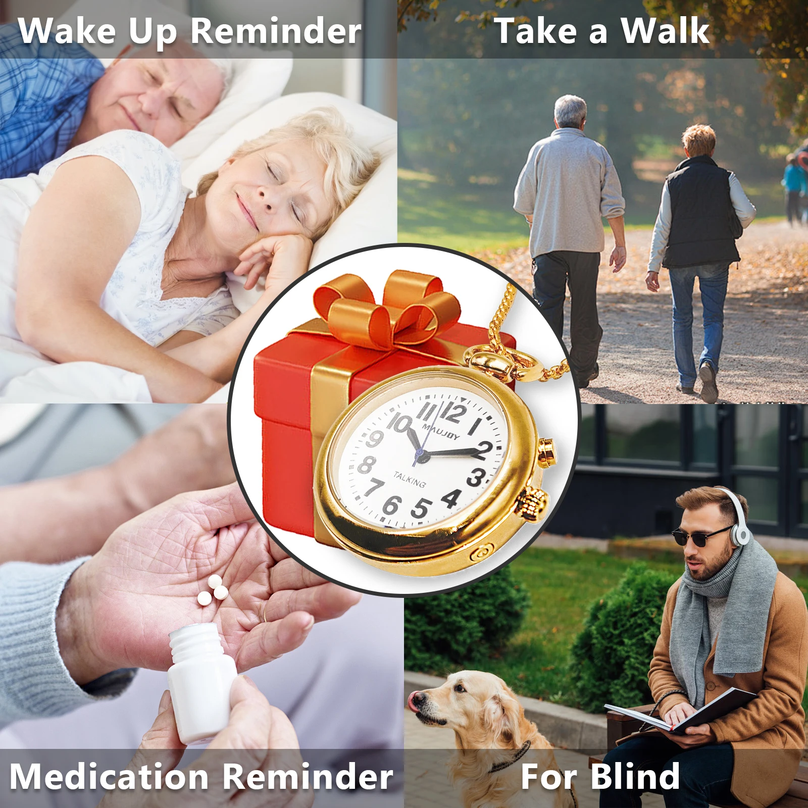 Talking Keychain Watch MAUJOY Analog Watch for Elderly