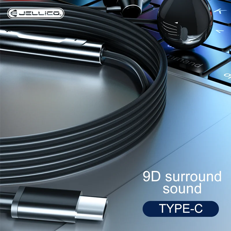 Новая стильная Проводная гарнитура с разъемом Type-C для наушников с 9D объемным звуком