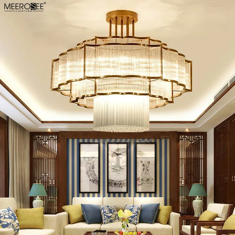 Meerosee Grand Luxury Hotel Hall Lobby Chandelier Classic Crystal Big Chandelier Pendant Light for Restaurant MD86759