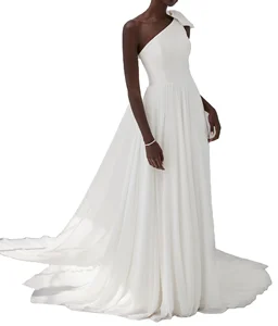 New Fashion Bridal Simple Wedding Dress Sexy Sling Wedding Gown With Long Trail OEM Women Wedding Dresses