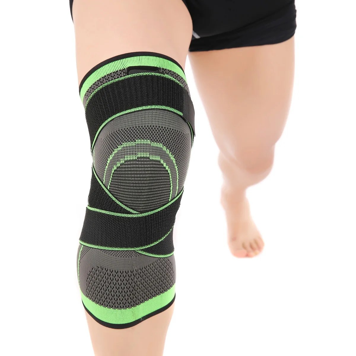 Knitted Adjustable Elastic Gym Sport Knee Support Protector Compression Knee Sleeve Knee Brace Pads for Men and Women