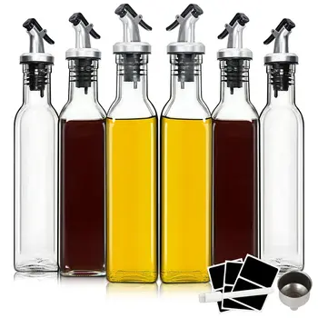 8 Oz Clear Glass Olive Oil Dispenser Bottles Reusable live Oil and Vinegar Cruet Bottle Cooking Oil Container for Kitchen