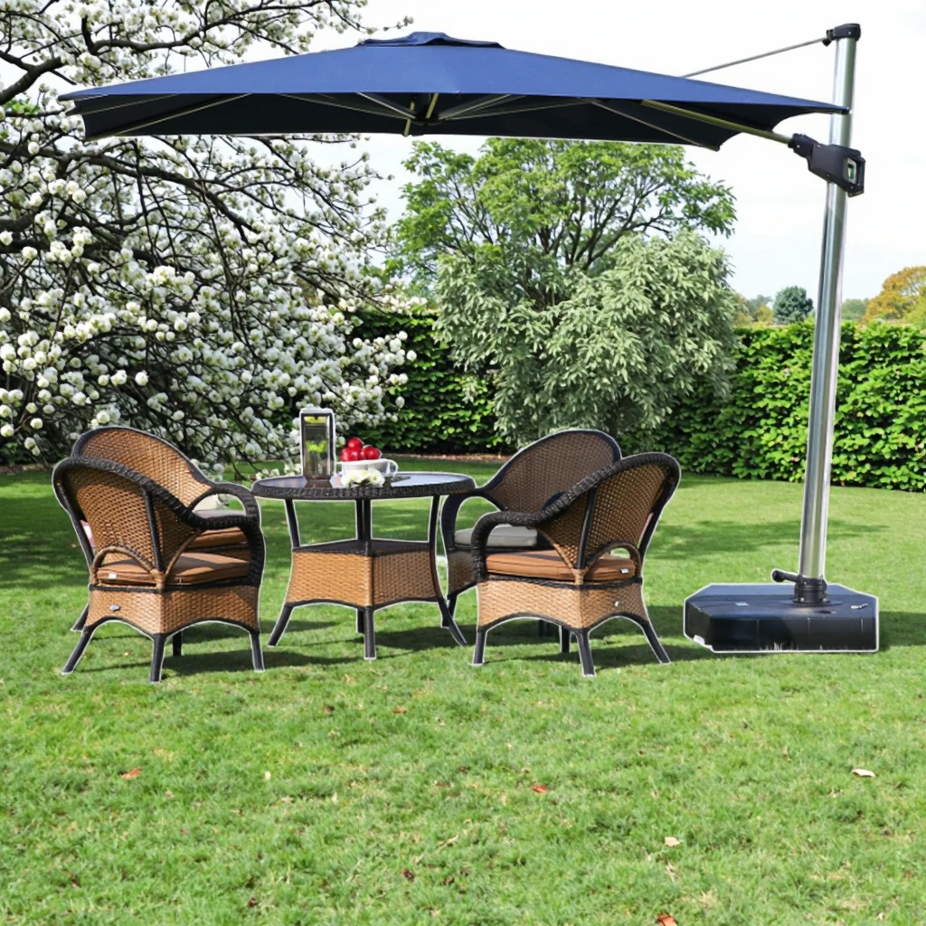 electrical patio umbrellas around elizabethtown ky or patio shades Clihome 10 ft. Market Motorized Patio Umbrella in Earthy Brown with Remote Control and Solar LED Lights for Outdoor Shade