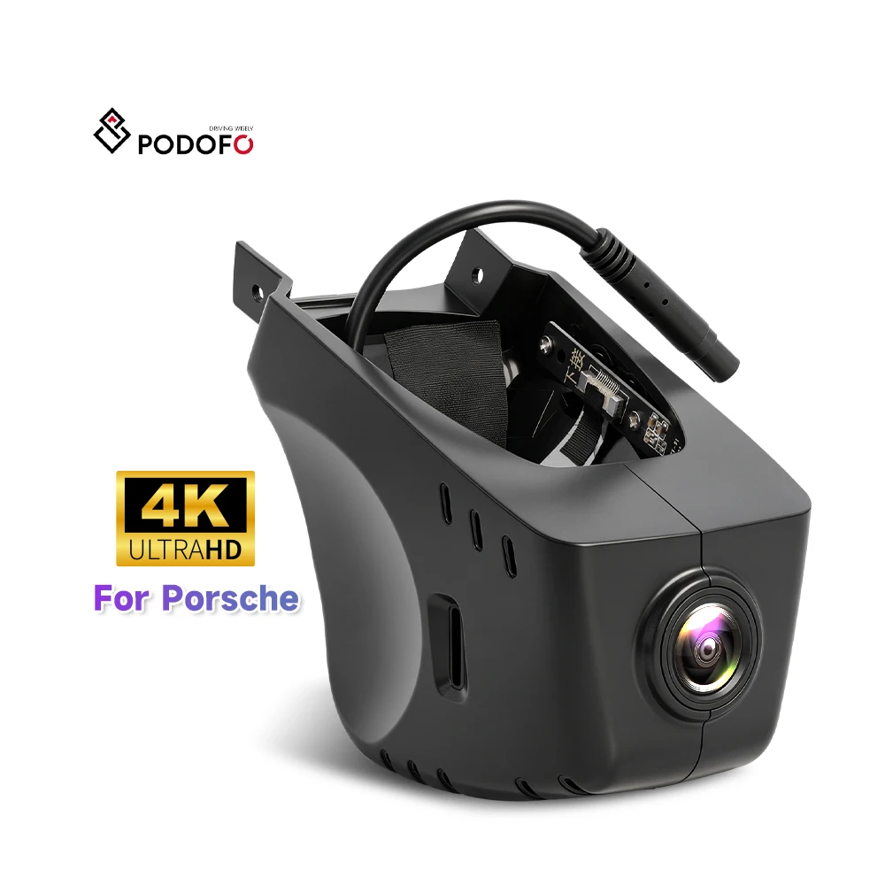 Podofo 4K Dash Cam for Porsche Macan/Panamera/Cayenne Car Black Box DVR WiFi Plug & Play Night Vision Loop Recording G-Sensor L6050