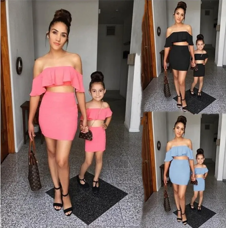 Cheap Summer Casual Two Piece Skirt Set Mommy And Me Outfits Daughter Sets  - Buy Mommy And Me Outfits,Mommy And Me Sets,Mommy And Daughter Sets  Product on Alibaba.com