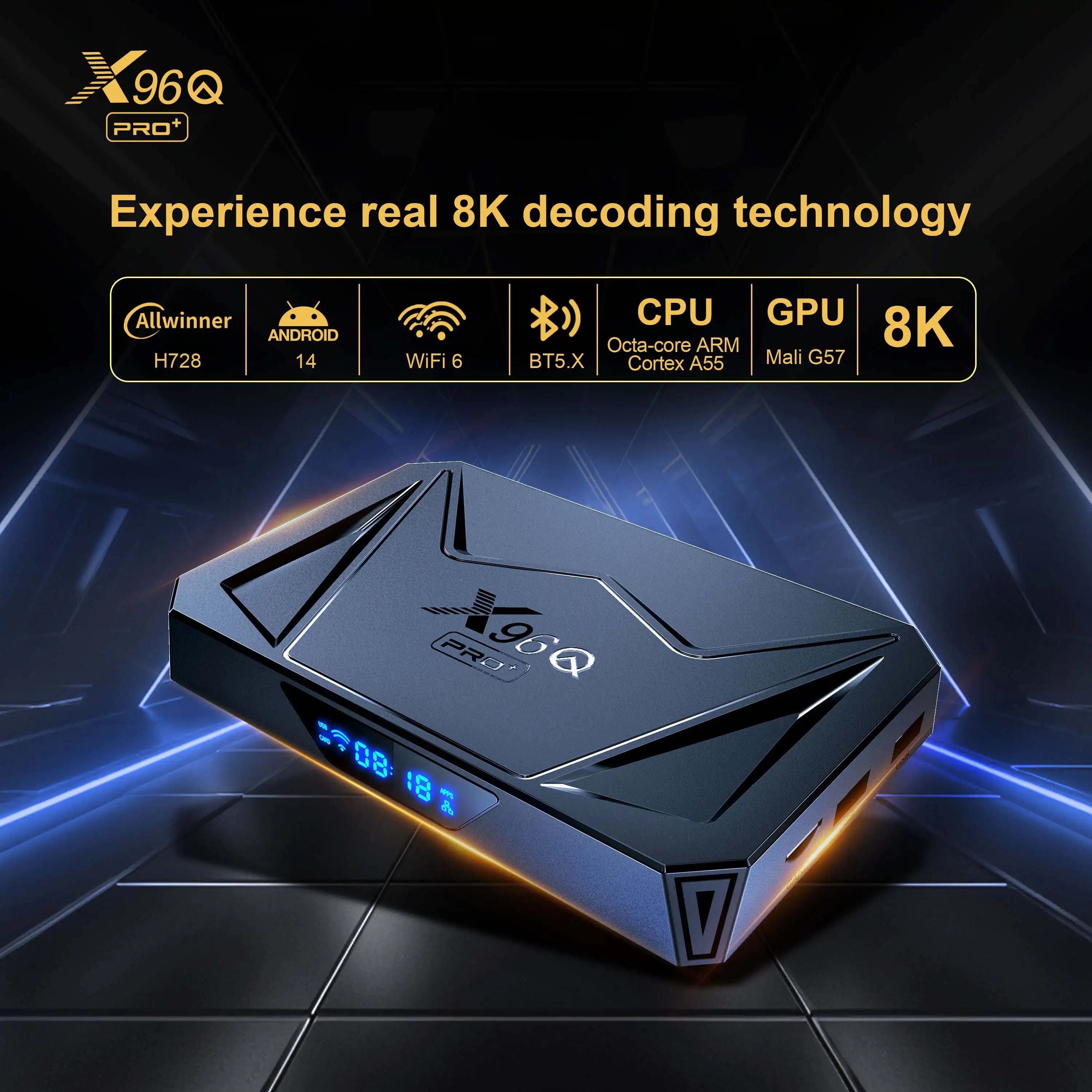 World First Release Android 14 X96Q Pro+ Wifi 6 Smart Tv Box Allwinner H728 2Gb/4Gb/32Gb/64Gb 8K Set Top Tv Box