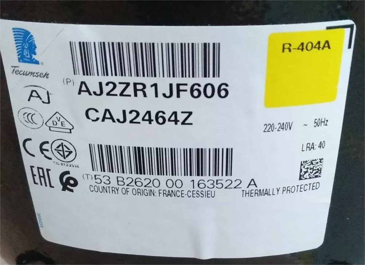 Tecumseh Freezer Compressor CAJ2464Z 1/4HP 230V 50Hz Piston Refrigeration Compressor Tecumseh Hermetic Compressor