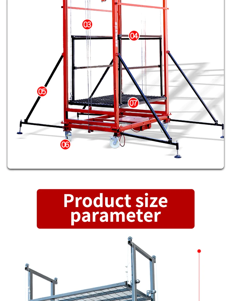 Rushed Recommend electric lifting scaffold multiple foldable electric scaffolding lifting 6m foldable electric scaffolding lift factory