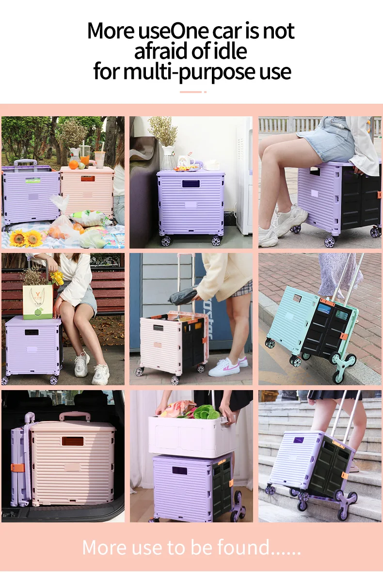 Folding Shopping Cart Trolleys Supermarket Seat Hand Foldable Shopping