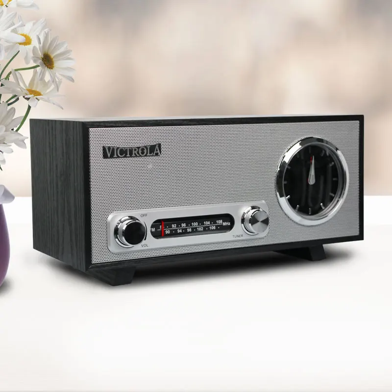Bluetooth Speaker with FM Radio Analog Alarm Clock and 5V 1A USB Charging Out