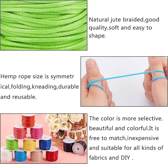 Beading String Threads Knotting Braiding Round for DIY Macrame Necklace Jewelry Making 1mm Black Korean Waxed Polyester Cord