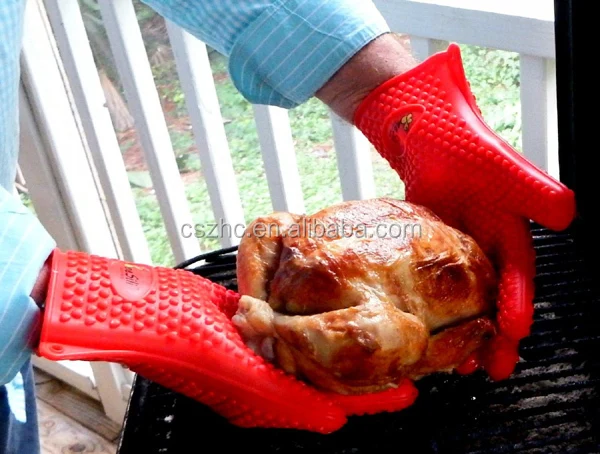Grilling Gloves Heat Resistant BBQ Kitchen Silicone Oven Gloves Safe Handling of Hot Food Pots and Pans for Barbecue details