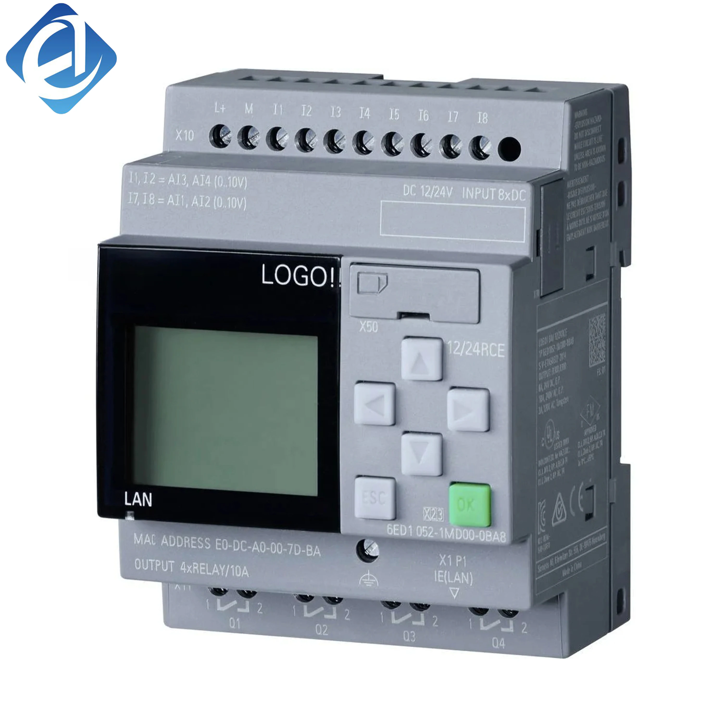 New Original 6ED1 052-1MD08-0BA0 6ED1052-1MD08-0BA0 LOGO! compact logic module. Built-in DC24V power supply, flexible timing and logic control, easy programming and wiring, widely used in small mechanical equipment, lighting 