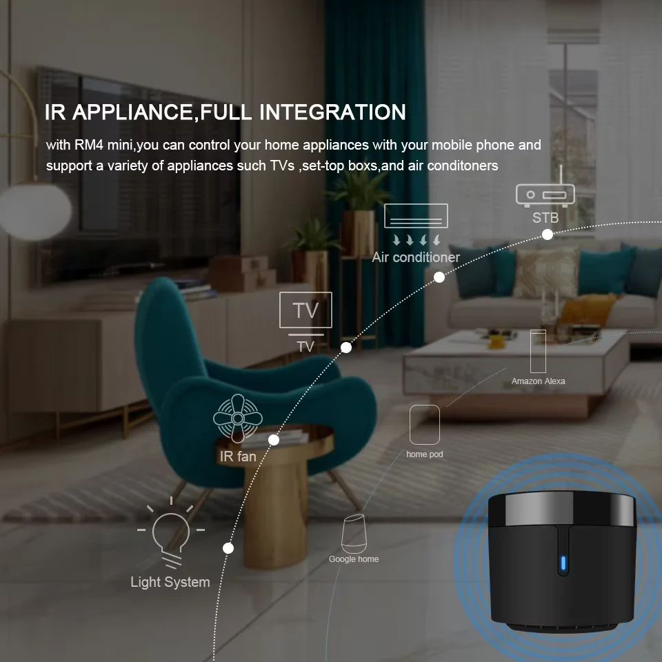 Broadlink Smart Remote Control RM4 Mini Universal IR Audio Video Smart Home WiFi Remote Controls Work With Google Home Alexa