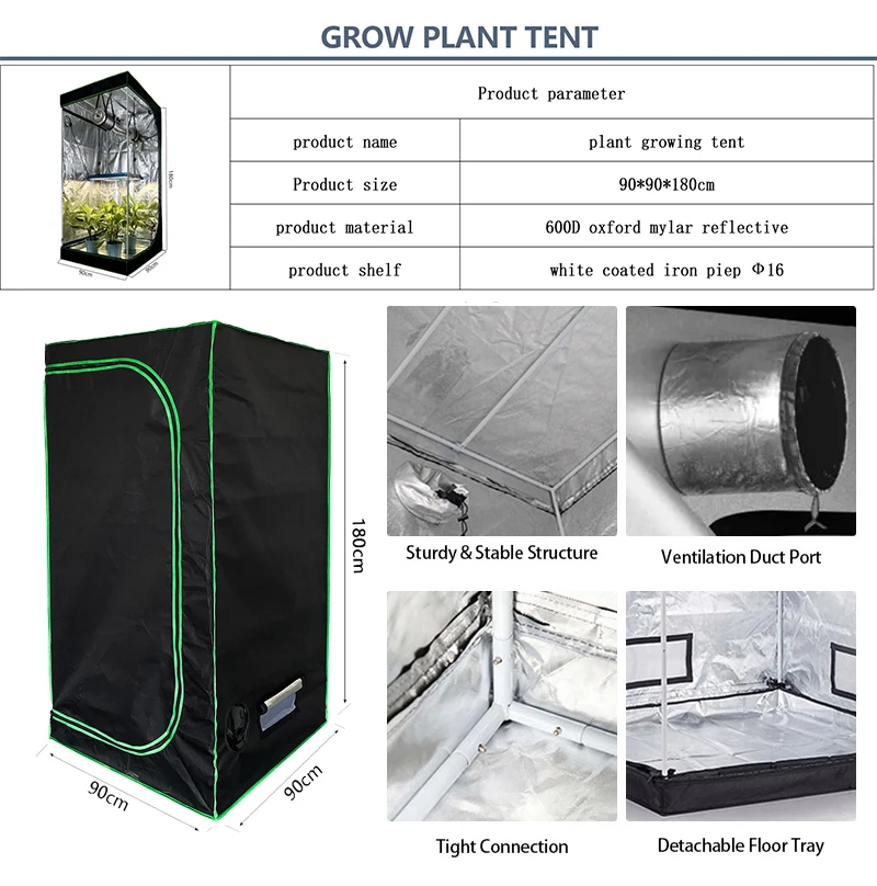 90*90*180cm Grow Tents Kit Led Full Spectrum Grow Lights Lm301b 450w ...