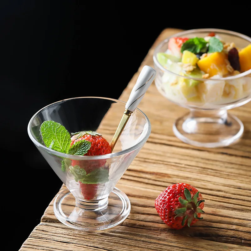 Glass Ice Cream Bowl Set, Small Clear Mini Footed Dessert Cups for Fruit  Pudding Trifle Parfait Sundae Nuts Cocktail Drinks Party