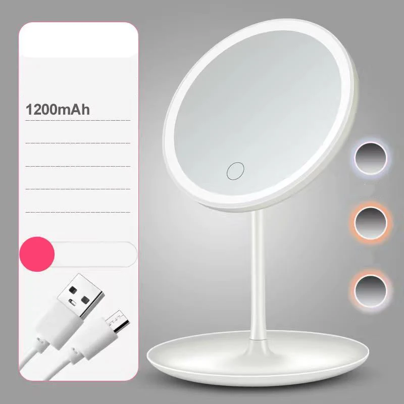 360 Degree Rotation Cosmetic Make up Mirror Small Lighted Led Makeup Mirror With Light