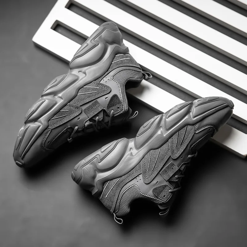 Brand Logo Custom Height Increasing Men Fashion Casual Sneakers Blank Leather Chunky Breathable Sports Running Shoes for Man
