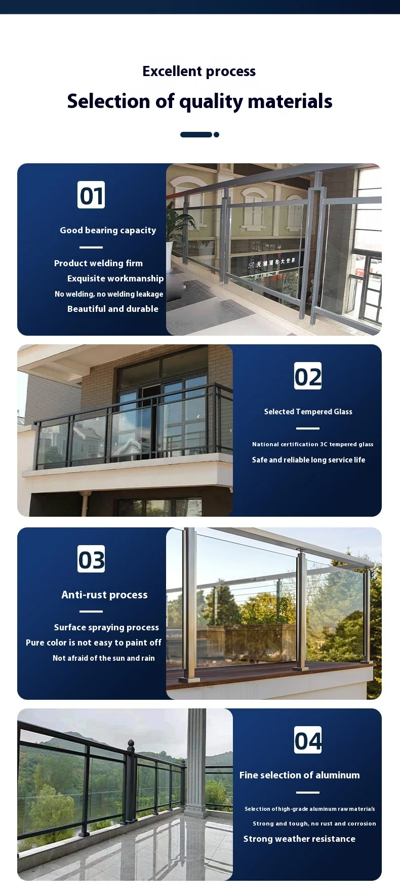 Modern Frosted Glass Balustrade for Outdoor Hospital Use Brushed ...