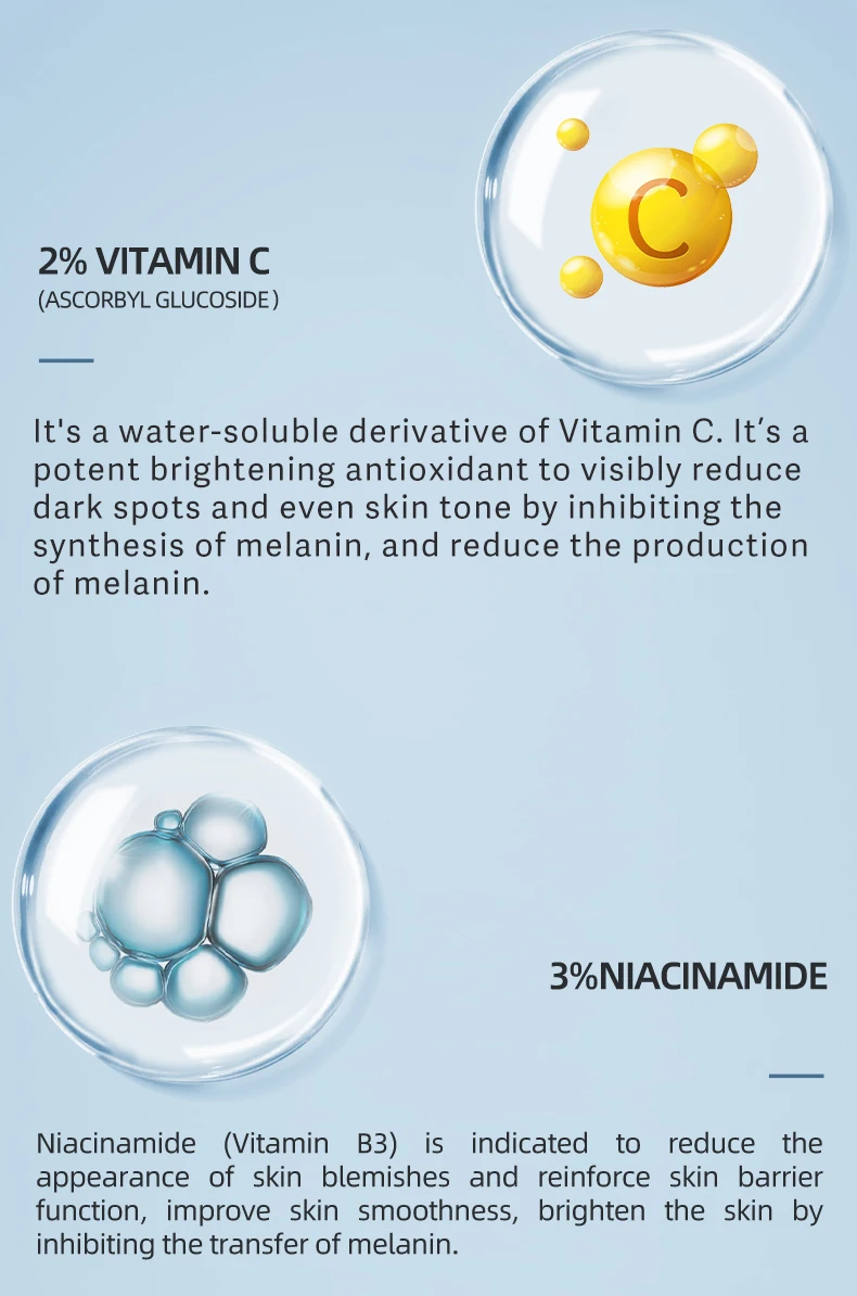 Private Label Skin Care beauty products 3% Niacinamide and Whitening  6% Vitamin C Serum